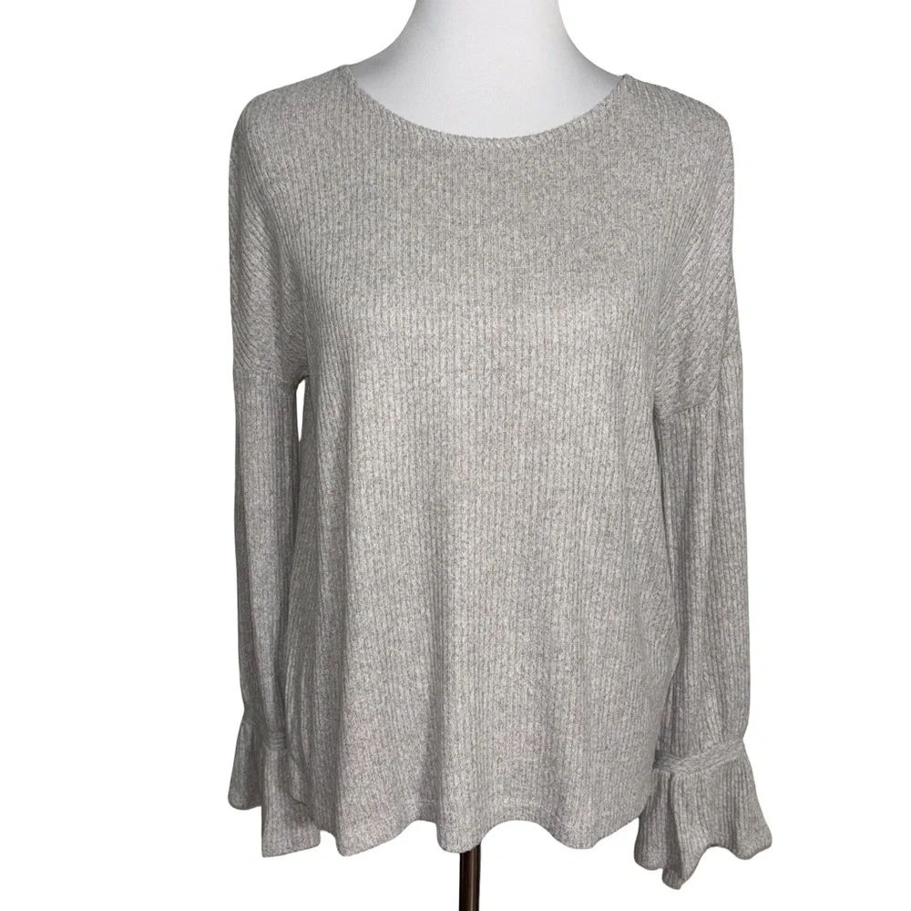 Lucky Brand Gray Ribbed Sweater